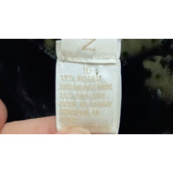 VTG Y2K Dana Buchman Womens Velvet Top SZ 16 Green Leaf Back Button Whimsigoth - Picture 5 of 8